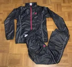 【adidas】ウィンドブレーカー ジャージ　セットアップ　黒ピンク　S
