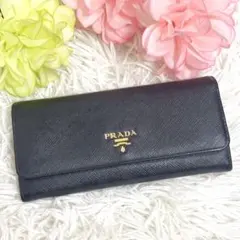 ギャランティカード有⭐︎PRADA 長財布 サフィアーノ フィオッコ 黒