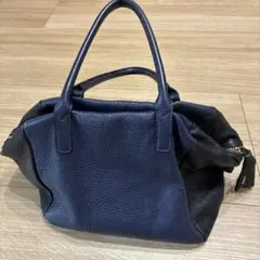 Ampersand アンパサンド　ブラック✖️ネイビー　トート　シボ　レザー　軽いのサムネイル