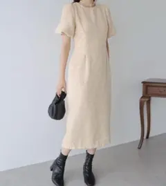 バルーンスリーブジャガードワンピース