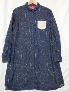 グラニフ　長袖シャツワンピース　ひつじ森柄　（フリー）