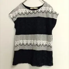 【ASKNOWASPINKY】フレンチスリーブ レース カットソー 花柄のサムネイル
