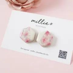 フラワー　桜　春　和紙　和風　着物　花　ピアス　イヤリング　タイル　和柄　古風