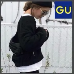 雑誌掲載✨️GU✨️ジーユー ボア ブルゾン パーカー アウター 黒 長袖 Lサイズ