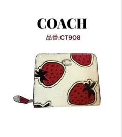 COACH ラウンドファスナー 二つ折り財布 いちご柄 コンパクトのサムネイル