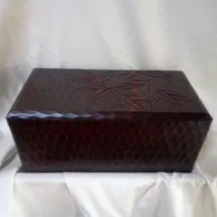鎌倉彫り　ミラー付きティッシュボックス 竹模様　最終価格