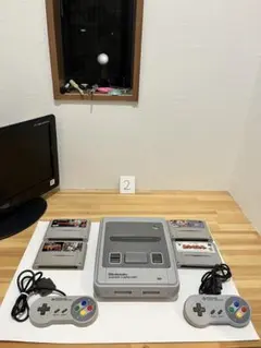 任天堂スーパーファミコン 本体、コントローラ、ソフト4本、整備済み