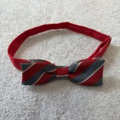 蝶ネクタイ 赤 グレー ストライプ 卒園式 入学式