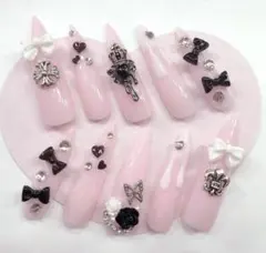 量産型 地雷系 スナ系 ワンホン ピンク ネイルチップ