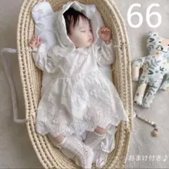レース花柄ロンパース 長袖 66 セレモニードレス 新生児 ベビー 韓国　60