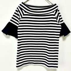 【エディットコロン】ボーダーカットソー サイズFR 白紺　フリル袖【J17】のサムネイル