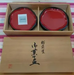 越前焼の赤黒波形皿 漆塗り5枚セット