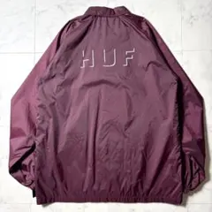 HUF バッグロゴ ナイロン コーチジャケット M ボルドー
