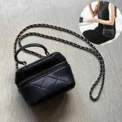 【人気✨】チェーン付2wayキルティングミニバッグ