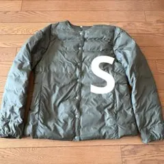 無印良品 ノーカラーダウンジャケット Sサイズ カーキ色