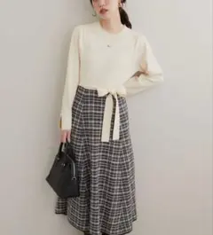 ロングワンピース　ニットワンピース　フレアワンピース　ワンピース　ドレス