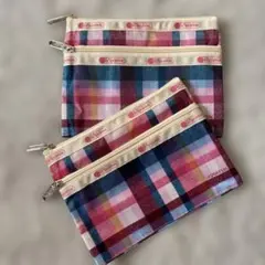 LESPORTSAC チェック柄ポーチ 3点セッ2