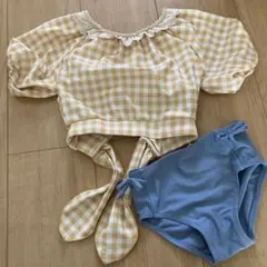 水着セット 女の子 O 100 チェック柄