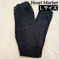 ハートマーケット Lサイズ スキニーパンツ グリーンチェック