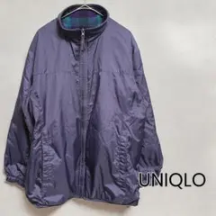 UNIQLO リバーシブル フリース ジャケット 紫 チェック柄 L