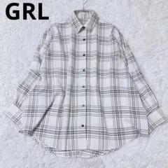 グレイル　長袖シャツ　トップス　チェック柄　カジュアル　ラウンドカット