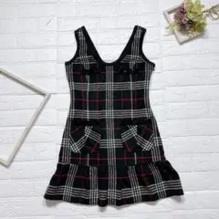 Pinky Girls　ノースリーブワンピース　Mサイズ　ブラック　チェック柄