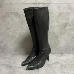 【ダイアナ】（22.5）ロングブーツ ポインテッドトゥ シンプル サイドジップ