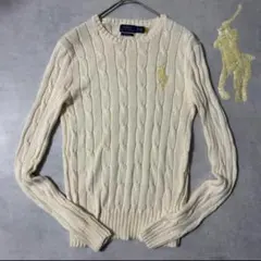 美品✨現行QRタグ ポロラルフローレン ニット ビーズ ケーブル クルーネック