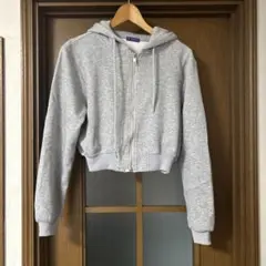 axes femme グレー ジップアップパーカーショート丈のサムネイル