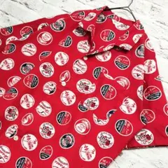 【日本製】ヘインズ Hanes 開襟 オープンカラー 総柄シャツ 美品