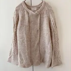 ZARA ザラ L ニット クルーネック 長袖 ミックス ベージュ セーター
