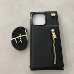 iPhone14 ProMax ケース　黒　ショルダーストラップ　カード収納