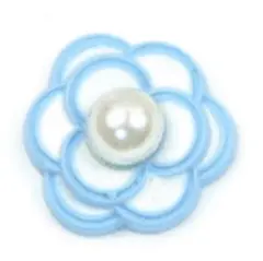 31【パーツまとめ売り】パールフラワー 水色 2点セット