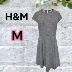 H&M レディース　ワンピース　グレンチェック　半袖　ミディ丈