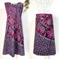 新品タグ付【インド綿】ワンピースエプロン エスニック柄 No53 体型カバー