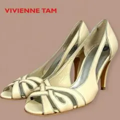 VIVIENNE TAM ベージュ オープントゥ パンプス 24 ヒール8.5のサムネイル
