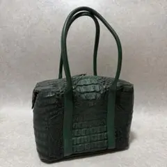 CROCOLUX クロコラックス オーストリッチレザー ハンドバッグ グリーン 