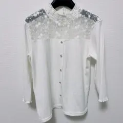 INGNI ホワイトレース ニットブラウス 七分袖 Mサイズ