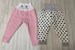 ベビー服 2枚組 ボトムス ピンクと黒の水玉