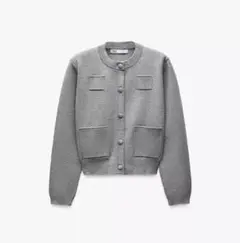 プレーンニットジャケット パデッドショルダー ZARA