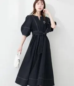 ランタンスリーブワンピースMサイズ　ブラック