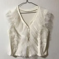 チュール フリルカット カーディガン