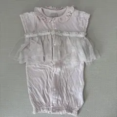 プティマイン　フリル付き花柄ロンパース 50-70