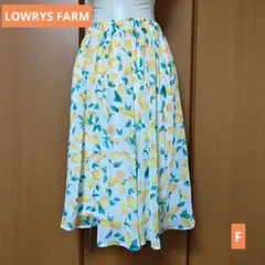 LOWRYS FARM レモン柄 フレアスカート ひざ丈 ウエストゴム Fのサムネイル