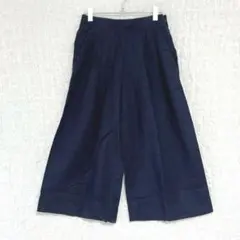 2445 GAP ワイドパンツ　クロップド丈　麻　綿　ツータック　S