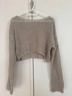 ジーユー/ベージュ クロップドニット Mサイズ
