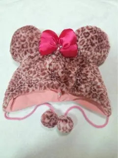 ディズニー ファンキャップ ヒョウ柄 茶色 ピンク色