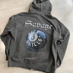 【ハルハム ・8ボールプリント✨】美品ジップフーデイ　Mサイズグレー