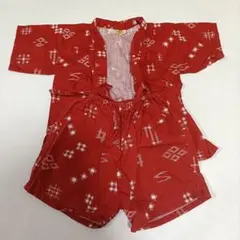 OKINAWA ORIGINAL 3-4歳 甚平 赤 白 格子柄 ベビー キッズ