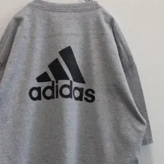 adidas 00's ビッグロゴ カレッジプリント 灰杢 × 黒 古着Tシャツ